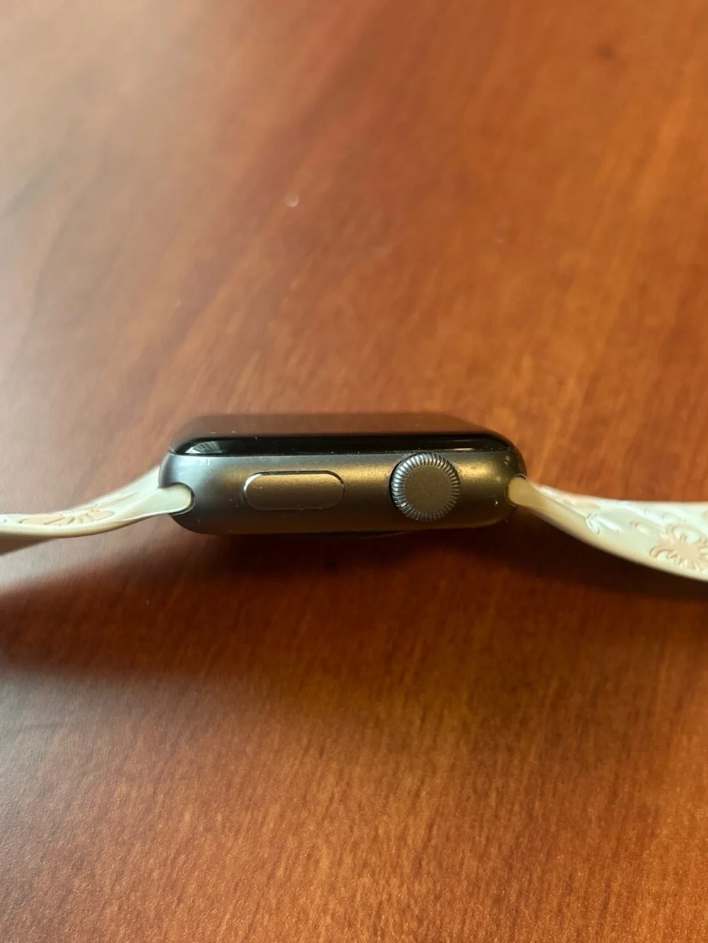 Nike branded Apple Watch with Cream Floral Silicone Band